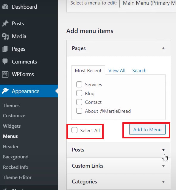 Squarespace WordPress - Pages section